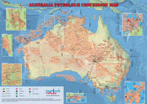 Australia Oil and Gas Map - A4 Size