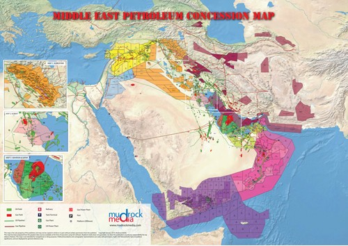 Middle East Oil And Gas Map A4 Size - 